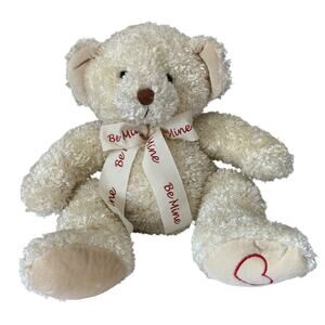 Russ Berrie & Co ‘BE MINE HEART’ White Valentines Teddy Bear 70624 Fluffy Plush